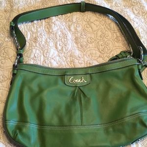 Green leather coach bag